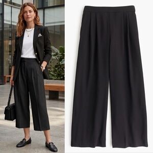 J. Crew 365 Crepe Wide-leg crop pant in Black size 10